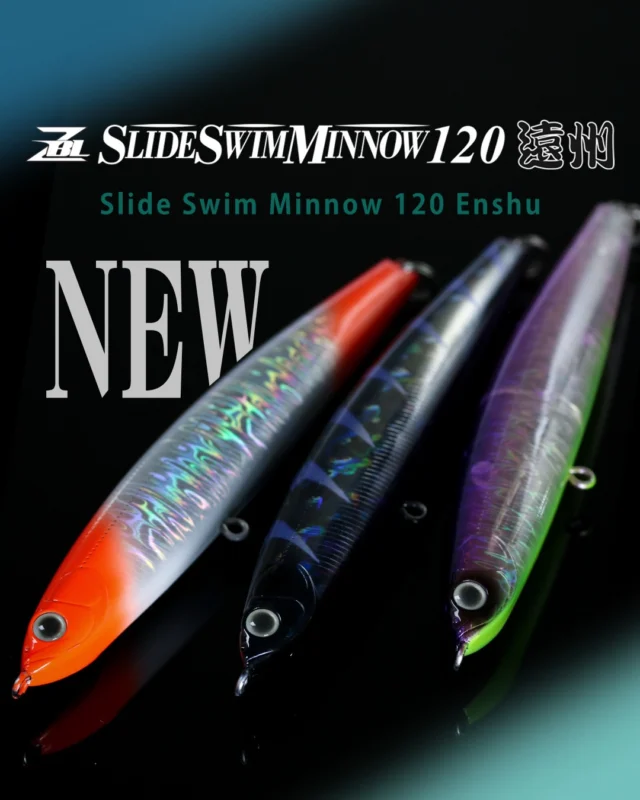 【新製品情報】⁣
⁣
『10月下旬出荷予定』⁣
オオニベ狙いにベストなカスタムver.が登場!⁣
⁣
ZBLスライドスイムミノー120 遠州⁣
⁣
昨今のサーフゲームで火が付き始めている⁣
オオニベやヒラスズキ狙いのゲームに⁣
ベストなフックセッティング＆カラーの⁣
スライドスイムミノー120⁣
⁣
■ポイント■⁣
・ボディ内ウェイトは⁣
　『高純度高比重⁣
　タングステン MZ-19』を採用。⁣
　円柱形状2か所、⁣
　球形状1か所が内蔵されています。⁣
⁣
・『大物に対応できるように⁣
　　フックを特別仕様に』⁣
　STX-50 BF-SP⁣
　ブラックフィンスペシャル＃2⁣
　を2本標準装備⁣
⁣
カラー展開⁣
952　テスタロッソ⁣
953　モンスターブラック⁣
954　シースルーパープル⁣
⁣
⁣
スライドスイムミノー120 遠州⁣
-————⁣
価格：未定⁣
サイズ：120mm⁣
ウェイト：27g⁣
リング：＃5⁣
フック：カルティバ⁣
　　　　STX-50 BF-SP ＃2